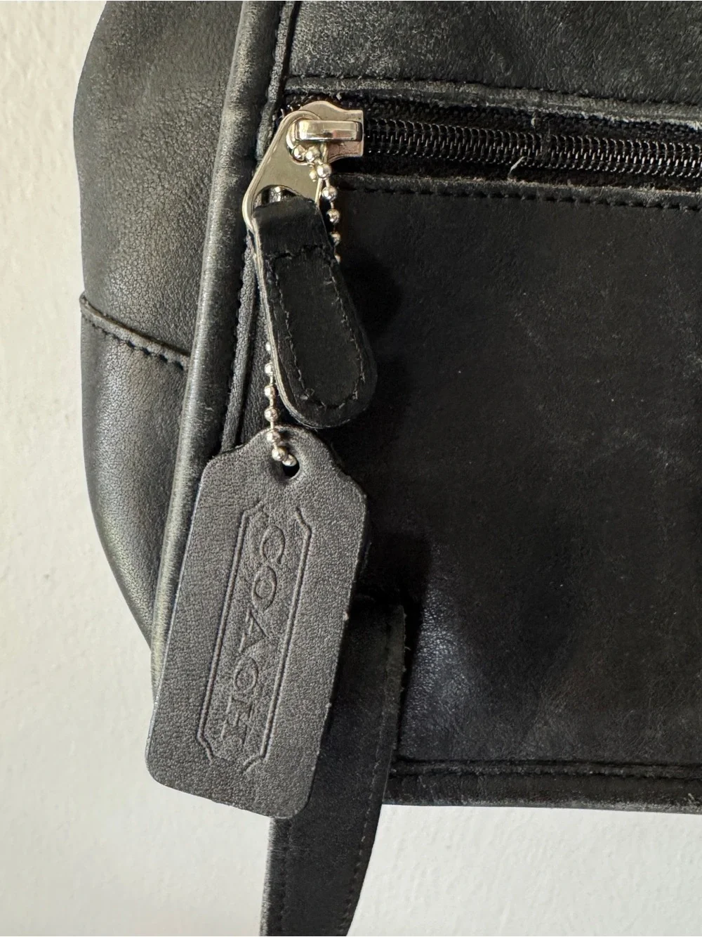 Vintage Coach Leather Backpack Purse in Black
